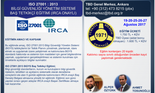 TBD’den Bilgi Güvenliği Yönetim Sistemi Baş Tetkikçi Eğitimi